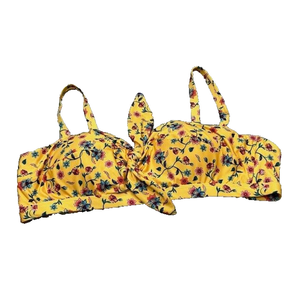 ModCloth Womens Santa Barbara Saturdays Bikini Top Floral Yellow Size 2X NWOT - Picture 2 of 9